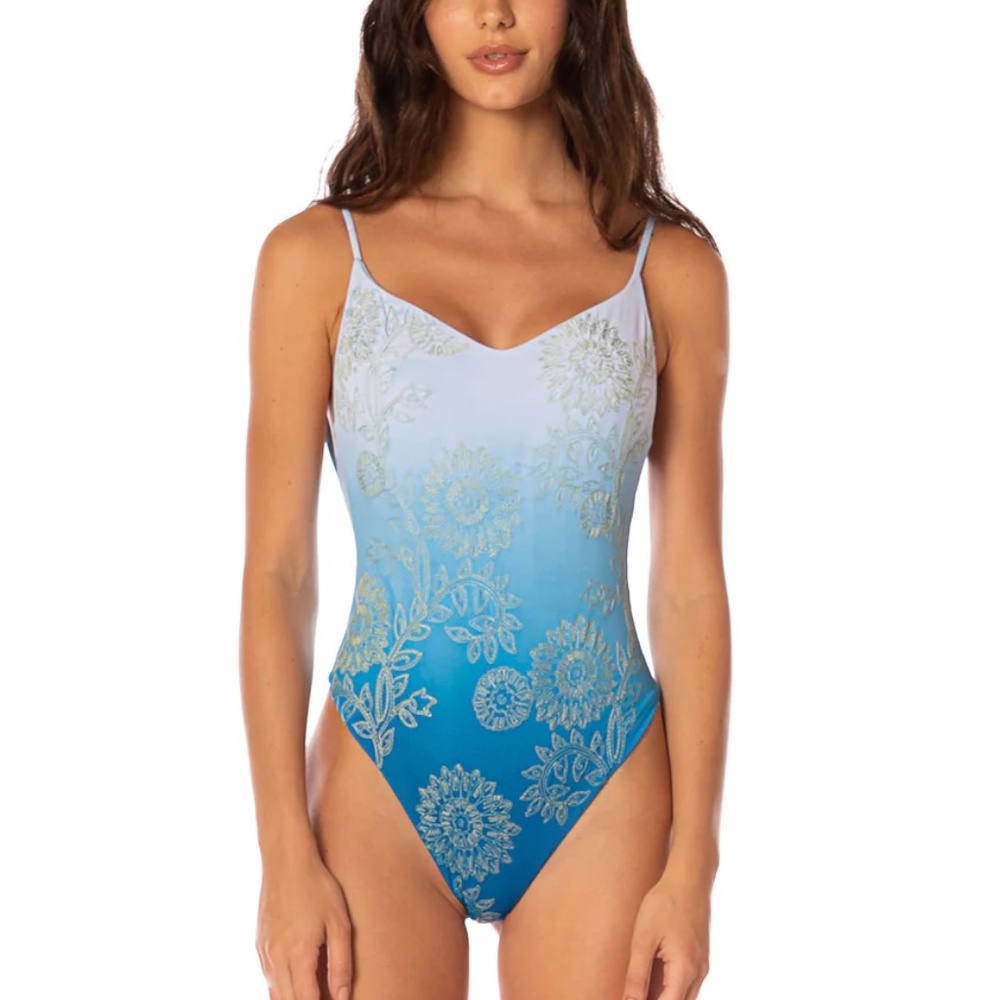 Maaji Vine Whimsy Frosted Cheeky Cut Classic One Piece Size Medium NWT